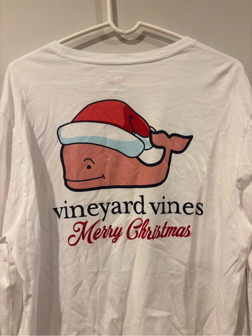 Vineyard Vines Merry Christmas Long Sleeve T-Shirt Santa Whale Men’s Large